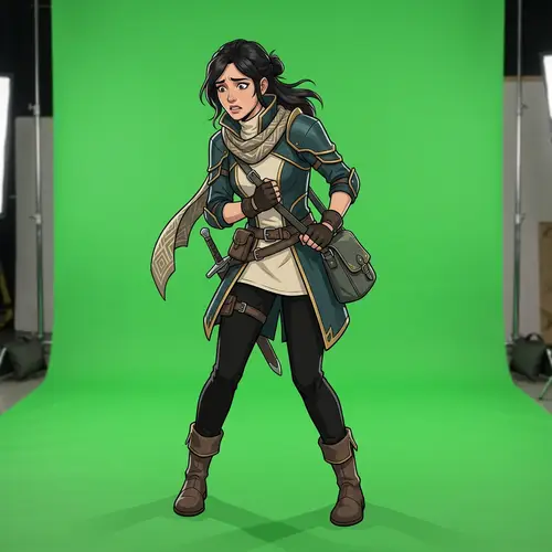 Fashionable Female Videogame Character with Fear of Heights