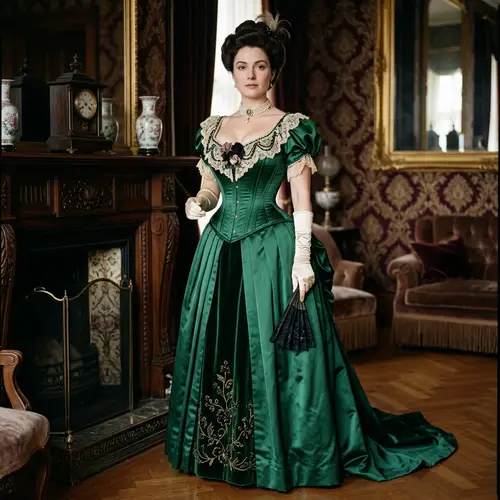 Victorian Imperial Dress: Elegance in Deep Red