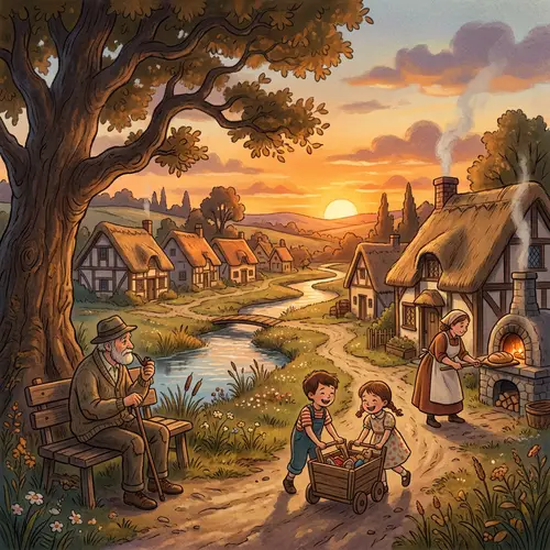 Whimsical Animated Short Film: Nostalgic Village Scene