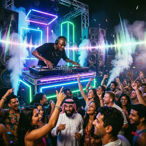 Lively DJ Beat Vibration Scene with Diverse Audience