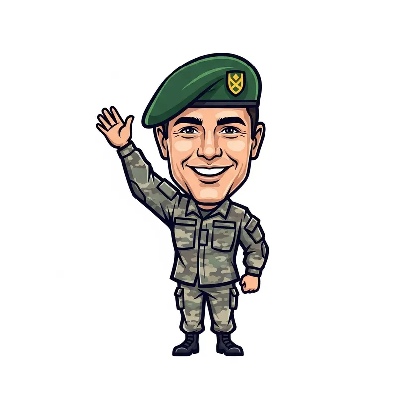 Custom Army Uniform Caricature Logo Design
