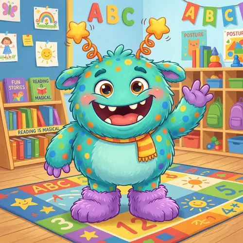 Fun & Friendly Cartoon Monster for Grade 2 Students