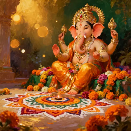 Vibrant Ganapati Bappa Art Scene