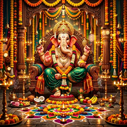 Vibrant Ganapati Bappa Art Scene