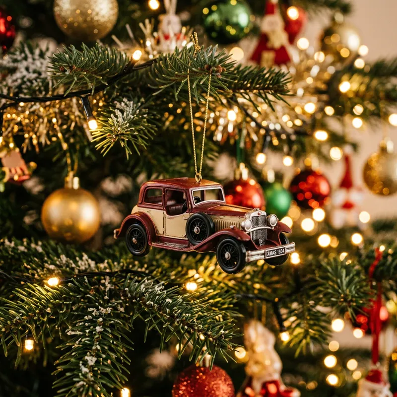 Vintage Car Christmas Ornament: Cozy Holiday Decor