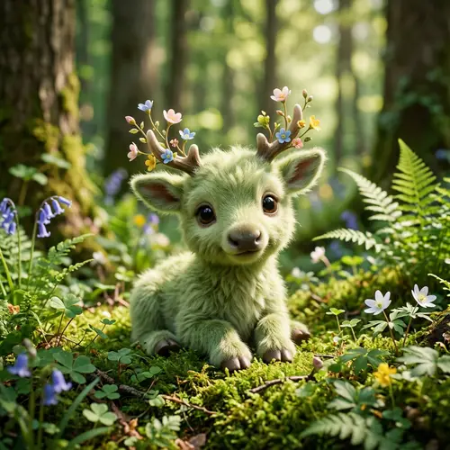 Adorable Baby Moose Pokémon with Flower Buds