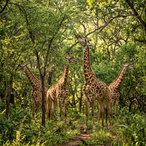 Majestic Giraffes in Serene Forest | Wildlife Harmony