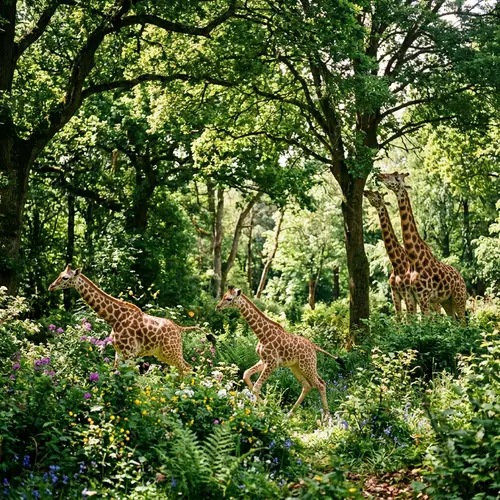 Giraffes in Forest: Harmonious Coexistence