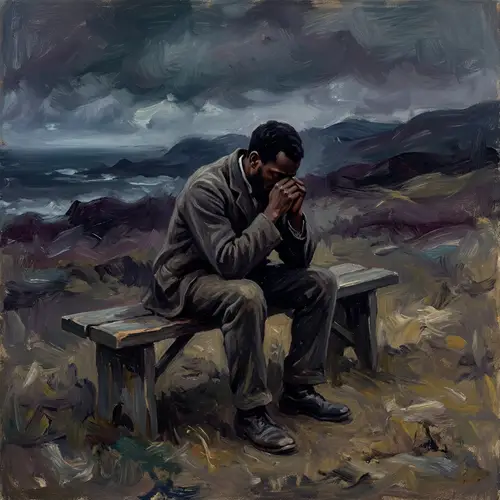 Depression in Art: Emotional Impressionist Mental Health Portrait