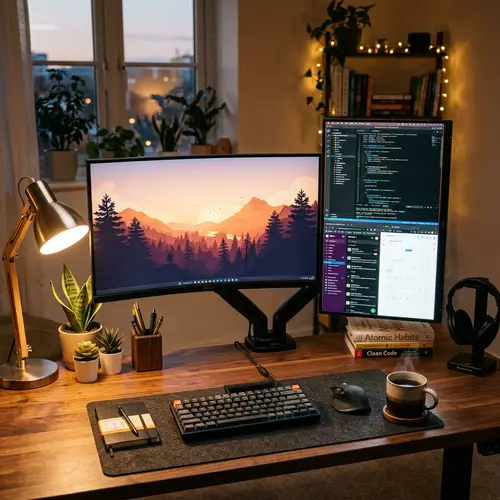 Beautiful Workstation with Dual Monitors