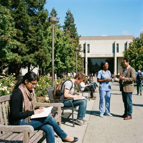 Diverse Mix of Students on a Lively University Campus