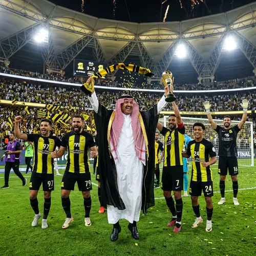 Middle-Eastern Saudi Businessman Celebrates Football Club Victory in Jeddah