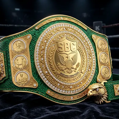 Emerald Green Championship Boxing Belt with Faux Diamonds