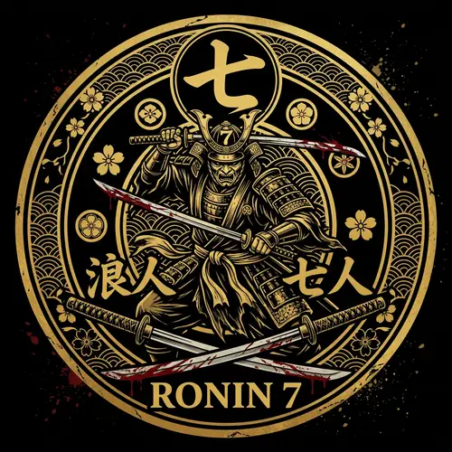 7 Ronin Samurai Logo Design | Gold & Black Theme