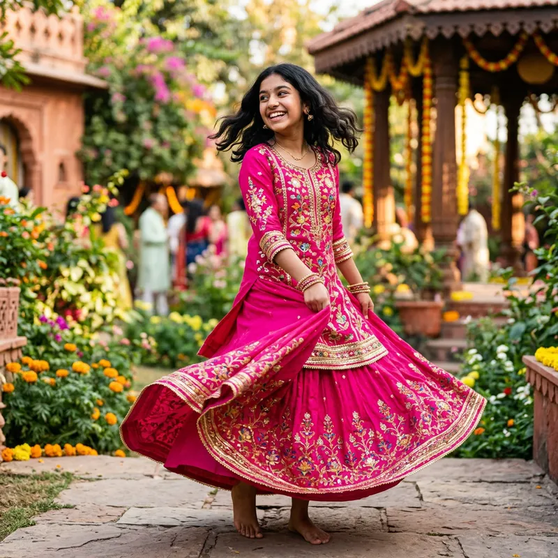 Beautiful Asian Girl in Pink Dress | Age 14 Smiling Photo