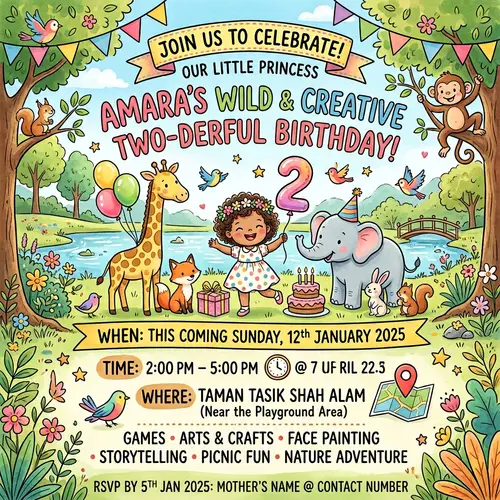 Fun Birthday Invitation for My 2-Year-Old Daughter
