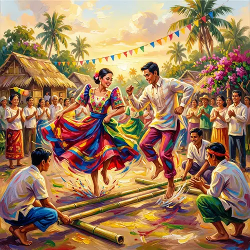 Vibrant Filipino Folk Dance Art | Contemporary Acrylic Painting