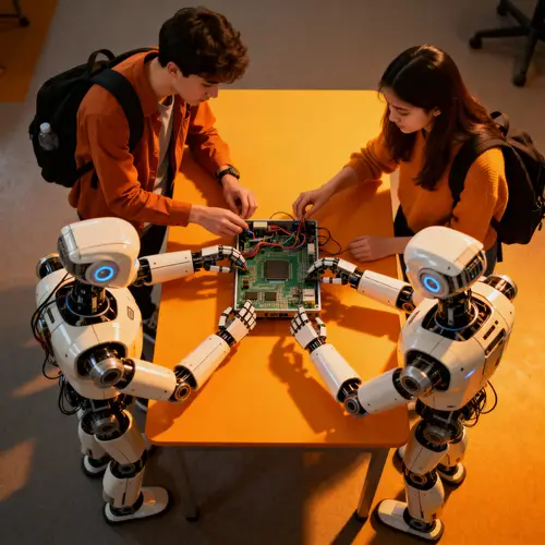 Students Collaborate with Robots on Electronics Project