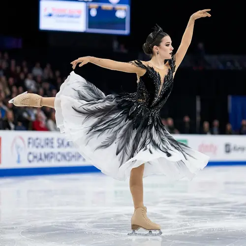 Elegant Black Swan Themed Figure Skating Dress