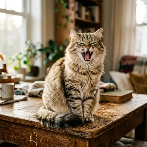 Elegant Domestic Cat with Striking Green Eyes