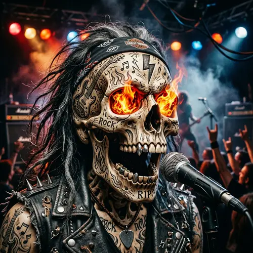 Rock Singer Skull Art: Mortality & Defiance Representation