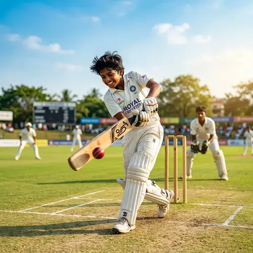 Energetic South Asian Boy Enjoying Cricket Game