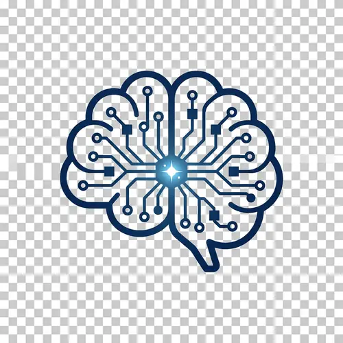 Minimalistic AI Icon with Brain and Circuit Design