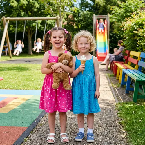 Susie and Chica | Playful Characters in a Colorful Playground