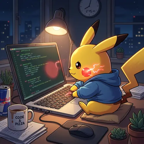 Pikachu Coding at Office | Animated Series Character Programming
