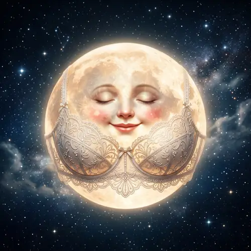 Anthropomorphized Moon in Lace Bra