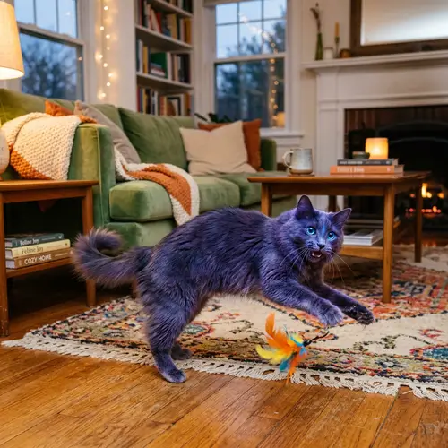 Twilight-Colored Feline: Joyful and Playful Companion
