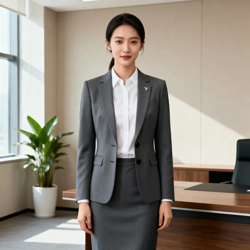 Modern Corporate Uniform: Tailored Blazer & Crisp Shirt