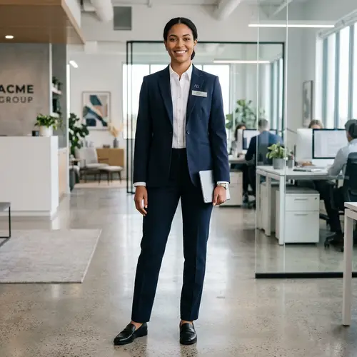 Modern Corporate Uniform: Tailored Blazer & Crisp Shirt