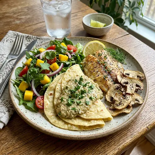 Cauliflower Tortilla with Quinoa Sauce and Tilapia