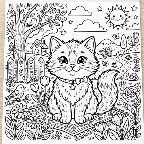 Cute Cat Coloring Book Generator