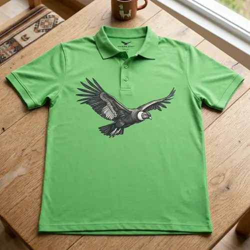 Green Apple Polo Shirt with Condor Design