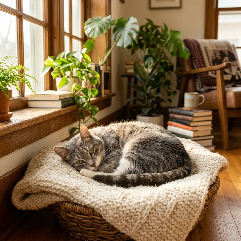 Beautiful Domestic Cat: Soft Fur, Keen Eyes, Agile Body