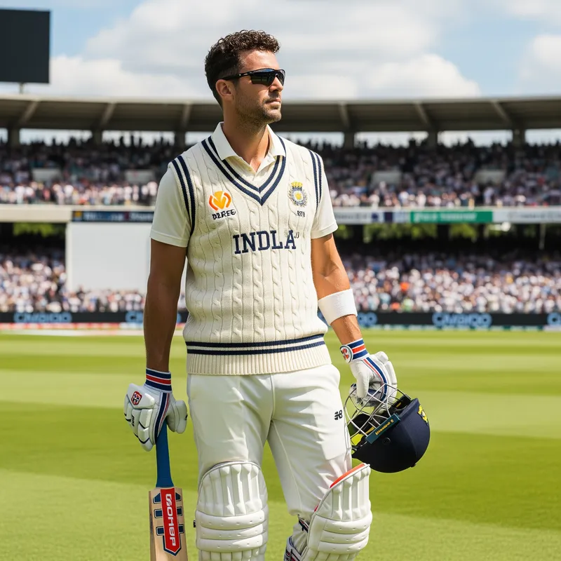 Iconic Cricketer in Action on the Field Iconic Cricketer in Action on the Field