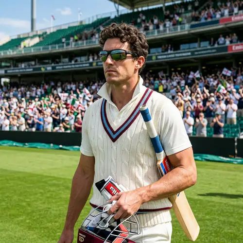 Iconic Cricketer in Action on the Field