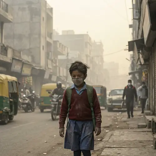 Child in PM2.5 Dust Environment