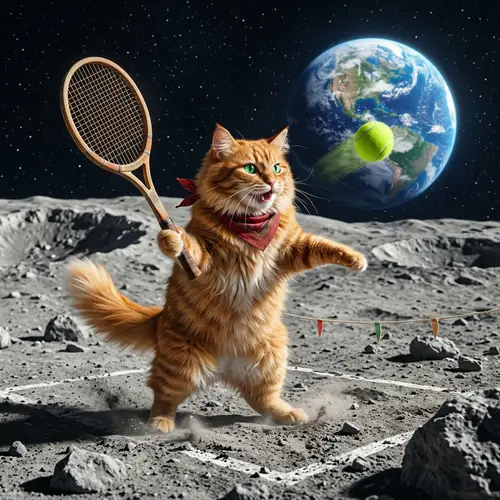Cat on Moon Playing Tennis: A Whimsical Adventure