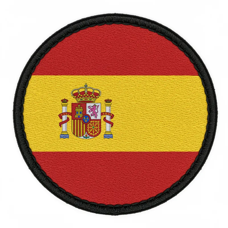 Round Military Patch with Spanish Flag Design Round Military Patch with Spanish Flag Design