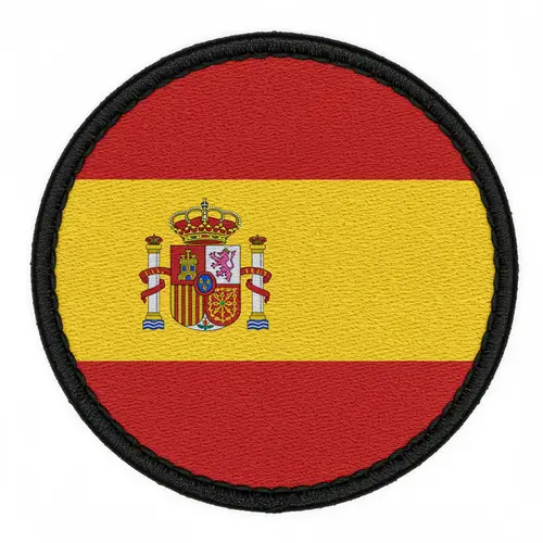 Round Military Patch with Spanish Flag Design