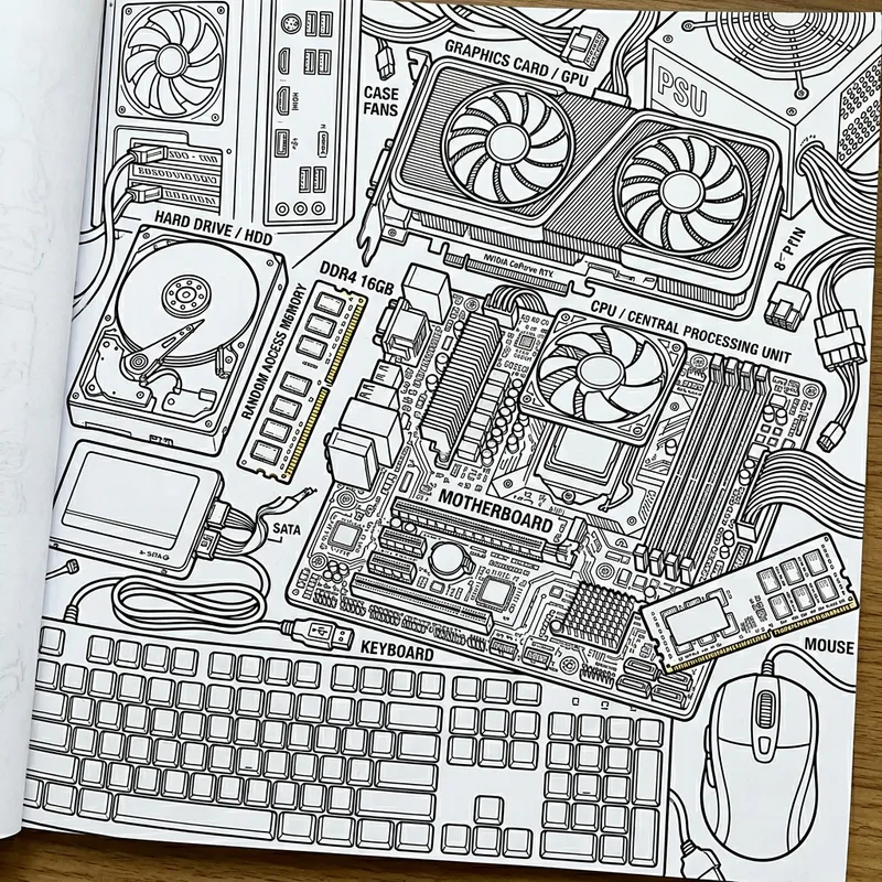 Printable Computer Parts Coloring Page