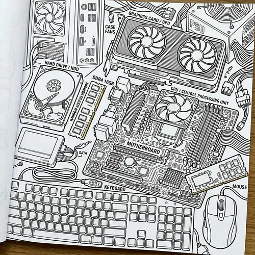 Printable Computer Parts Coloring Page