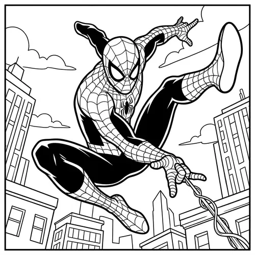 Black and White Spiderman Coloring Page