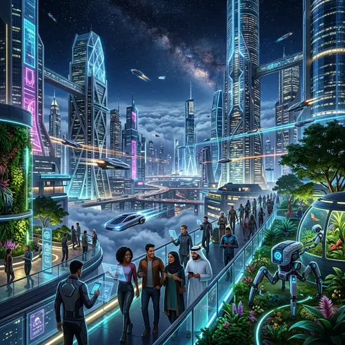 Mundo en el Año 3000: Futuristic Cities and Technology