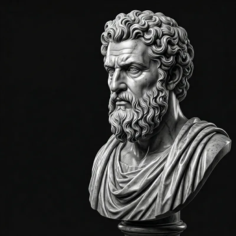 Hyper-Detailed Greco-Roman Philosopher Bust Sculpture