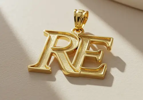 Elegant R & E Gold Pendant
