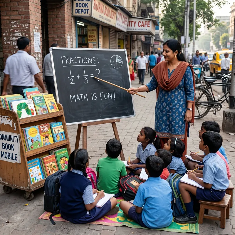 Female Teacher Engaging Students Outdoors with Academic Atmosphere